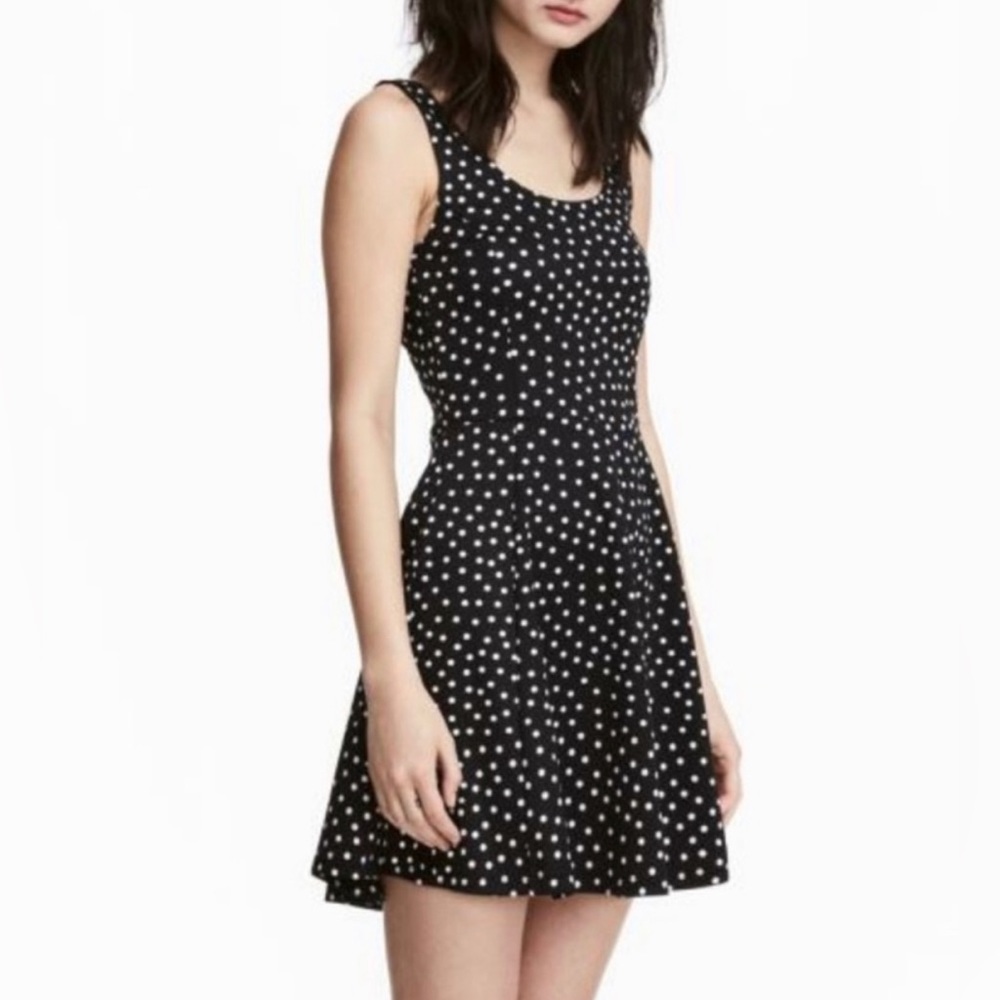 H&M Divided Polka Dot Skater Dress Navy